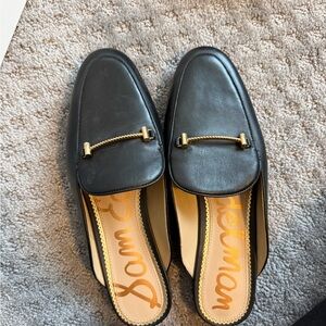 Sam Edelman Black Mules with Gold Detailing